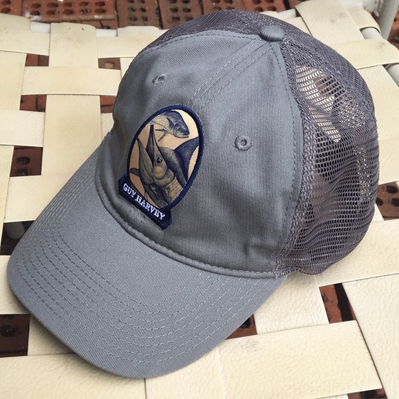 Guy Harvey saltwater Fishing Hat 6 panel mesh back adjustable back strap cap - Picture 3 of 15
